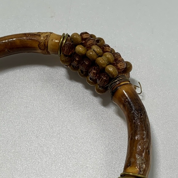Bamboo Beaded Bangle Bracelet Boho Festival Modern - Picture 3 of 6